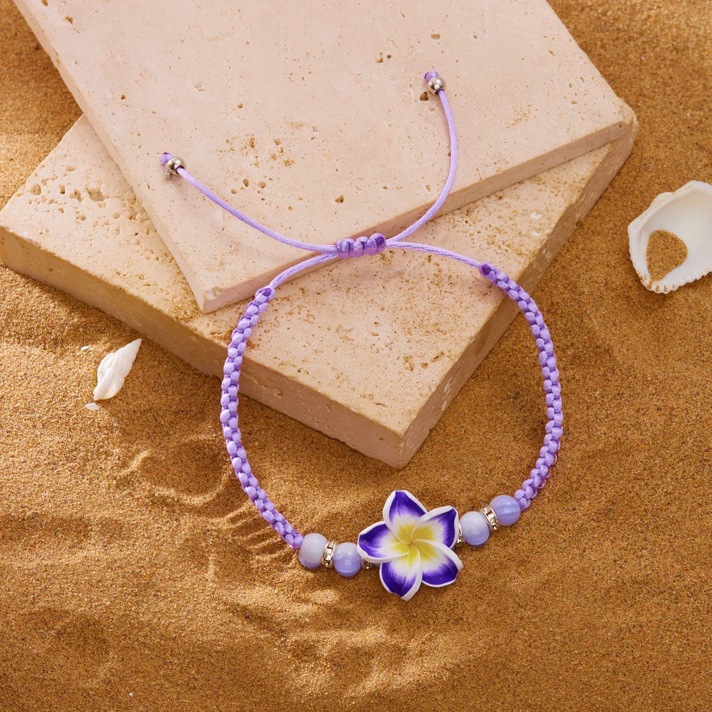 Bohemian Big Flower Charm Bracelets For Women Pink Red Blue Green Flowers Soft Clay Pottery Beaded Bangles Girls Party Jewelry
