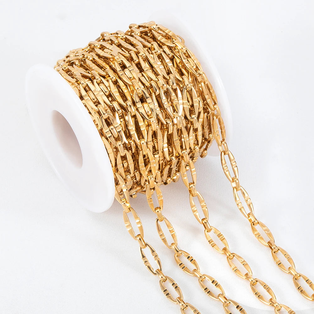 1meter Flat Geometric Heart Round Square Design Necklaces Chain Stainless Steel Link Chains DIY Bracelets Jewelry Making Chains