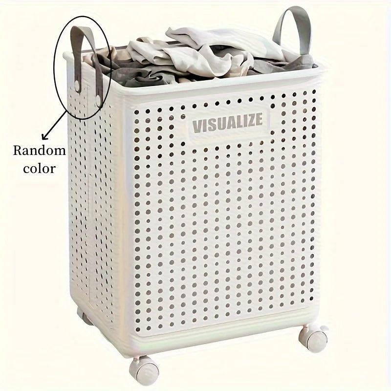 Extra Large Wheeled Folding Laundry Basket Breathable Large Capacity with Handles Suitable For Families Hotels and Dormitories