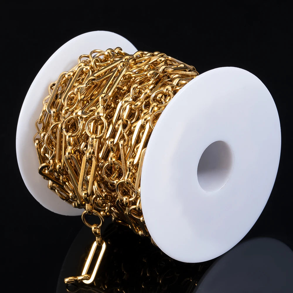 1meter Flat Geometric Heart Round Square Design Necklaces Chain Stainless Steel Link Chains DIY Bracelets Jewelry Making Chains