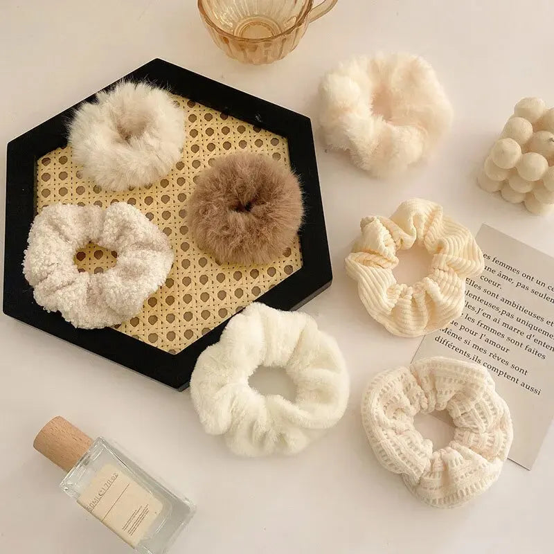 7/21 Pcs/Set Women Hair Scrunchies Set Plush Solid Hair Band for Girls Ponytail Holder Rubber Bands Hair Ties Hair Accessories