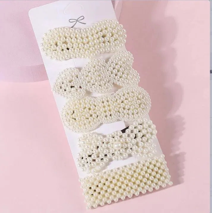 5Pcs Simulated Pearl Hair Clips For Women Korean Women Hairpins Girl Geometric Hair Barrettes Fashion Hairgrip Hair Accessories