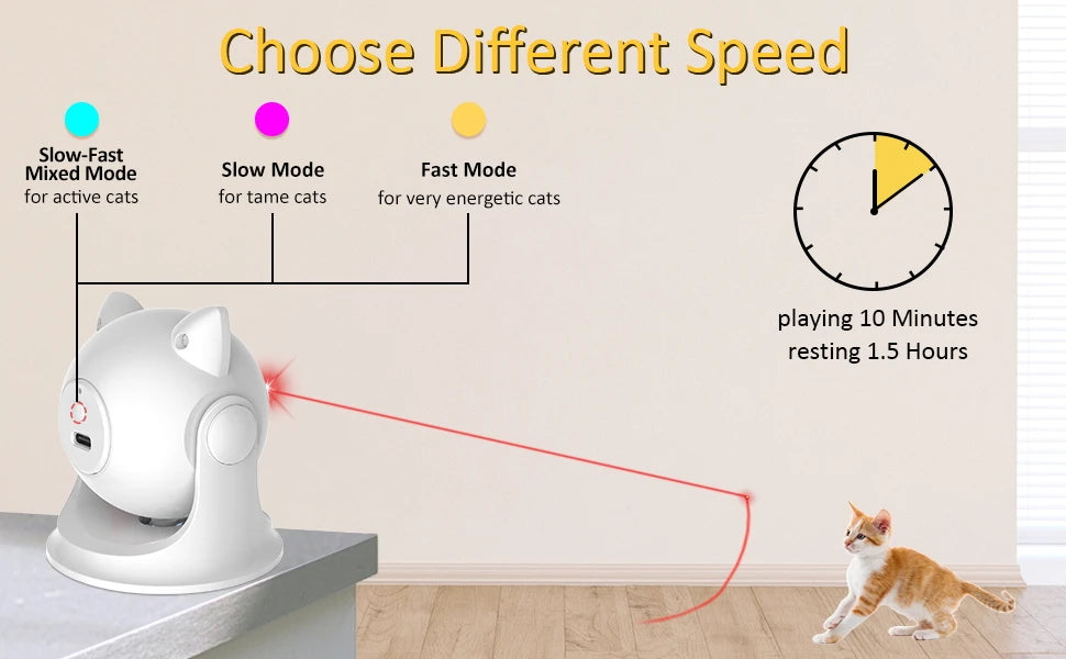 Automatic Cat Laser Toys Interactive Rechargeable Laser Cat Toys for Indoor Cats/Dog/Kitty Slow and Fast Mode