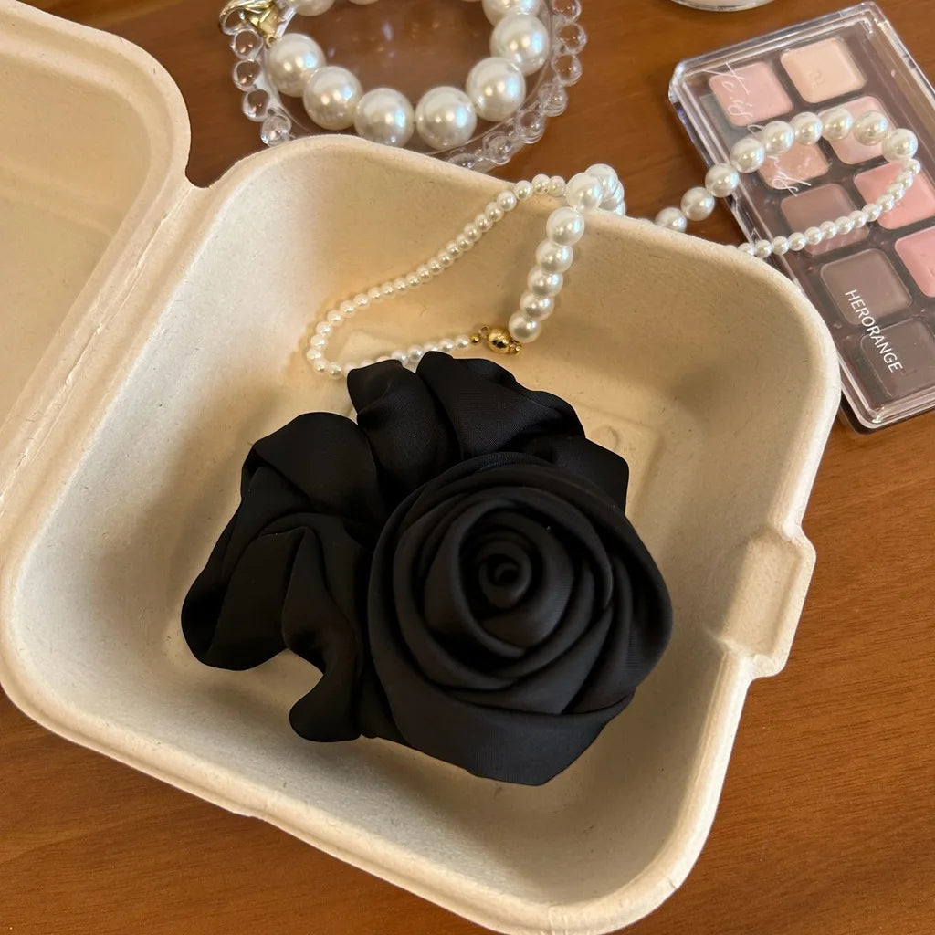 Korean Fashion Rose Flower Elastic Hair Bands Elegant Elastic Hair Rope Ponytail Holders Headband Hair Accessories