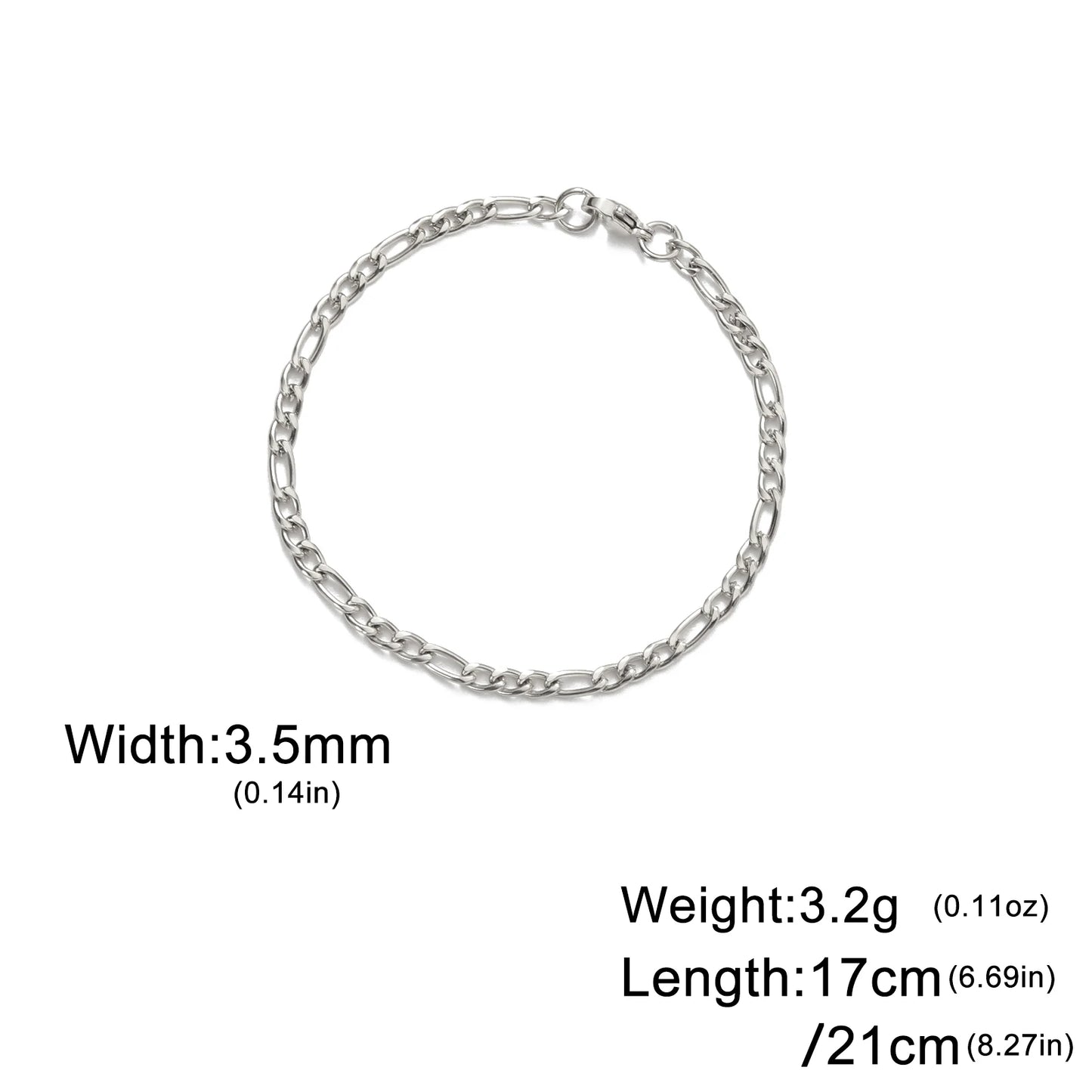 Lucktune Figaro Chain Bracelet for Men Women Stainless Steel Width 3-10 MM Bracelets Punk Jewelry Couple Gift Pulsera Hombre New