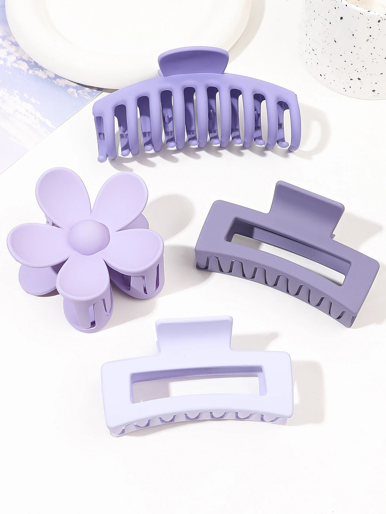 4Pcs Pink Colors Hair Claw Clips Accessories with Multi-Styles, Flower Claw Clips for Thick Hair, Hair Clips For Women Non Slip