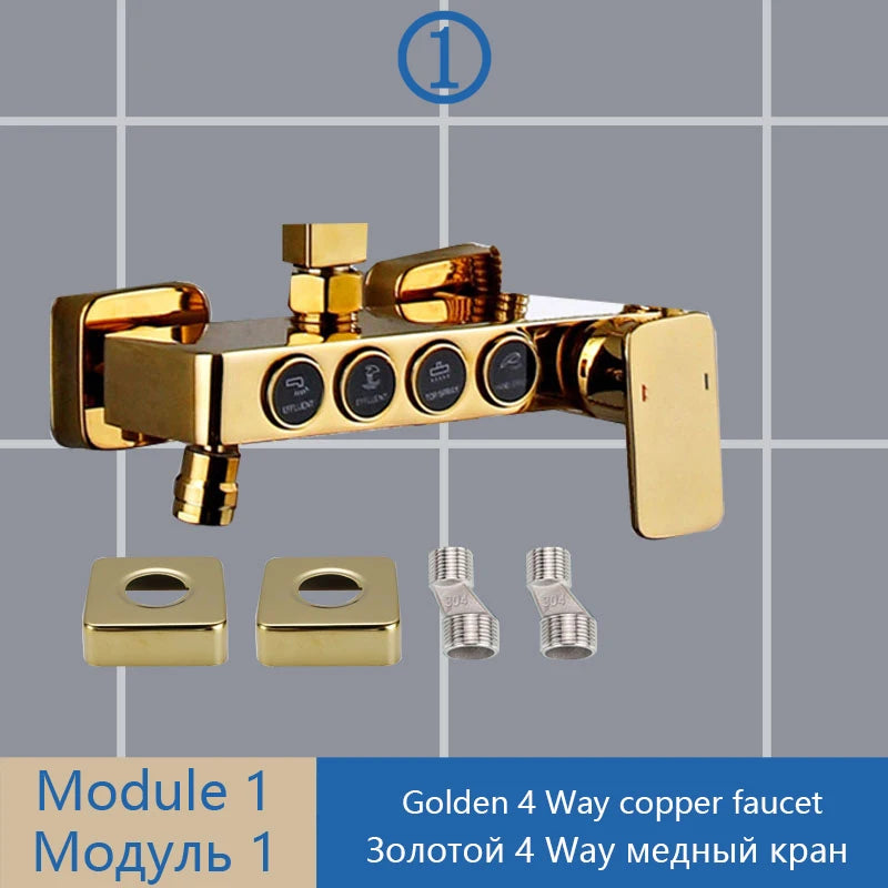 Shower Set Accessories Brass Shower System Bathroom Thermostatic Faucet Hot Cold Mixed Bathtub Shower Faucet LED Digital Faucet