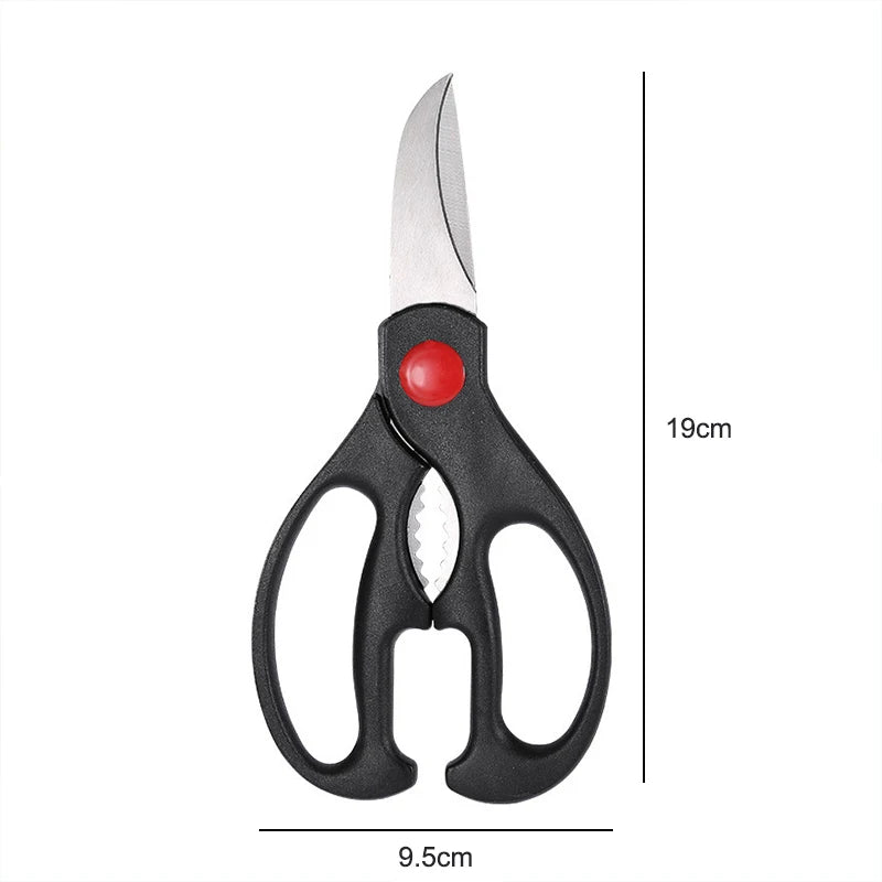 Scissors Stainless Steel Kitchen Household Bone Scissors Chicken Wings Fish Chopper Bottle Opener Clip Walnut Kitchen Tools