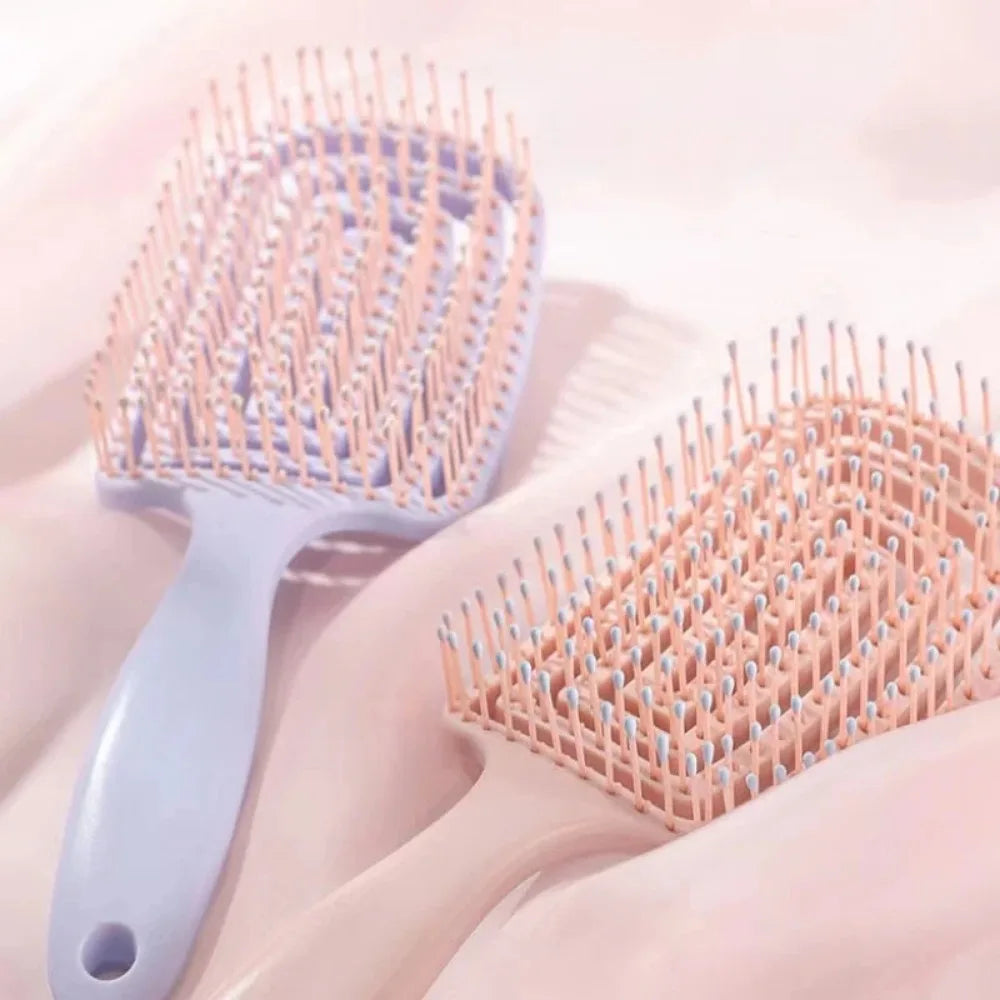 1Pcs Elastic Massage Comb Hollow Out Hair Brush Scalp Massage Combs Hair Styling Detangler Fast Blow Drying Detangling Tool