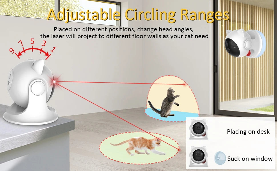 Automatic Cat Laser Toys Interactive Rechargeable Laser Cat Toys for Indoor Cats/Dog/Kitty Slow and Fast Mode