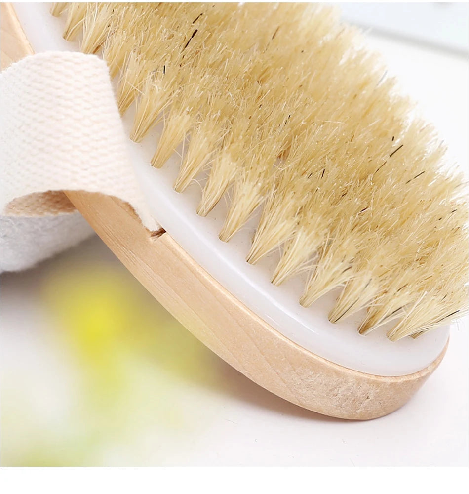 Wet and Dry Body Brush Exfoliator with Soft Bristles Body Scrub Brush for Cellulite and Lymphatic Bath Shower Skin Care Tool