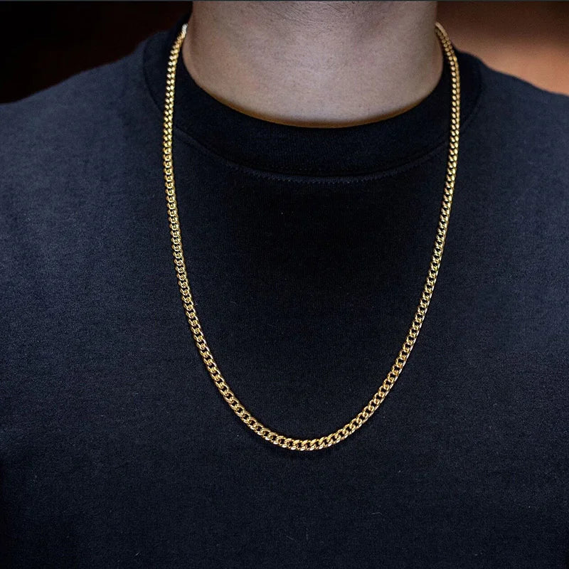 Vnox 3-7mm Cuban Chain Necklaces for Men Women, Stainless Steel Miami Curb Links Chain, Basic Cool Boy Collar