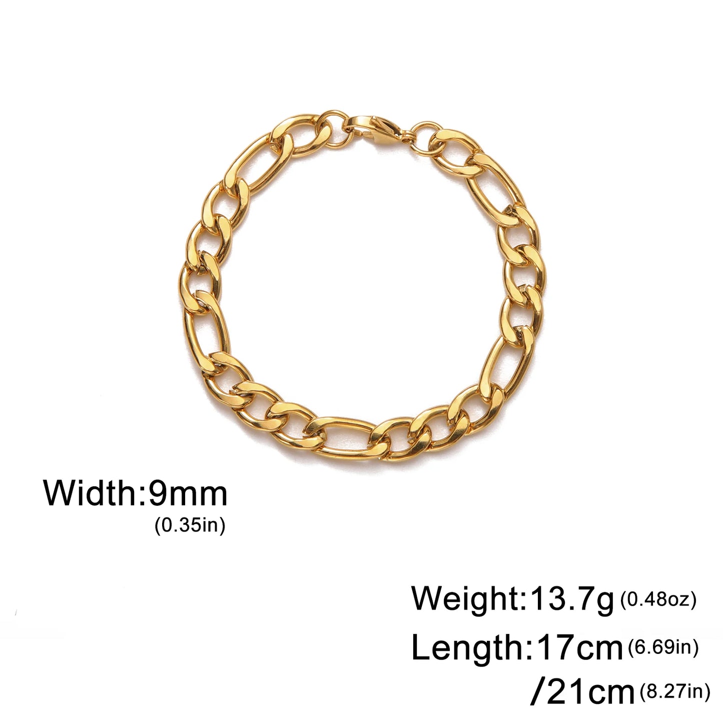 Lucktune Figaro Chain Bracelet for Men Women Stainless Steel Width 3-10 MM Bracelets Punk Jewelry Couple Gift Pulsera Hombre New