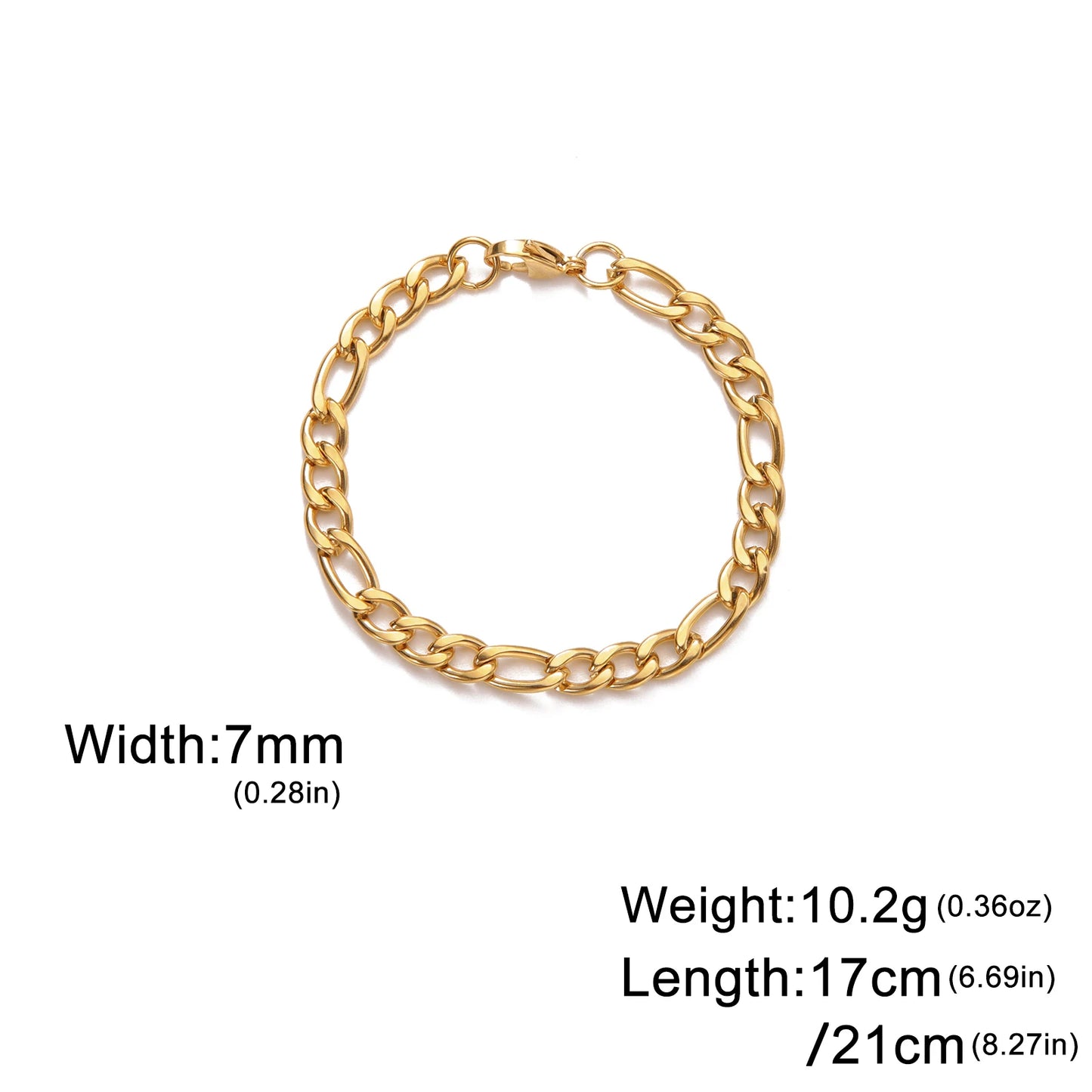 Lucktune Figaro Chain Bracelet for Men Women Stainless Steel Width 3-10 MM Bracelets Punk Jewelry Couple Gift Pulsera Hombre New
