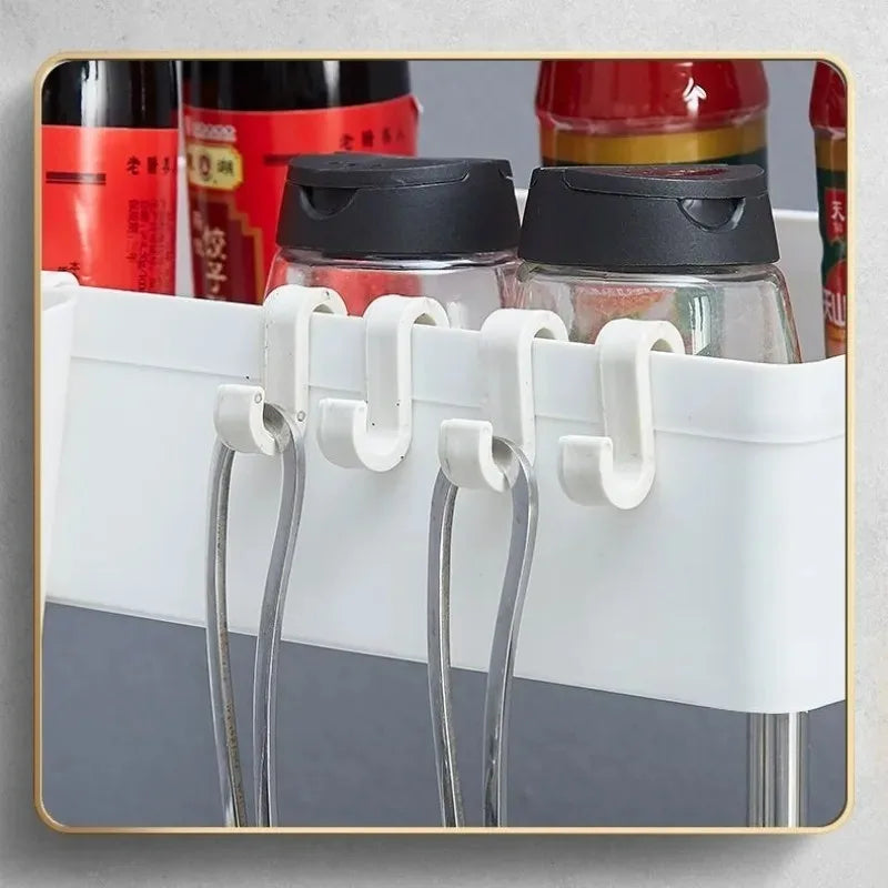 Under Sink Organizer Sliding Cabinet Basket Organizer Storage Rack with Hooks Hanging Cup Bathroom Kitchen Organizer