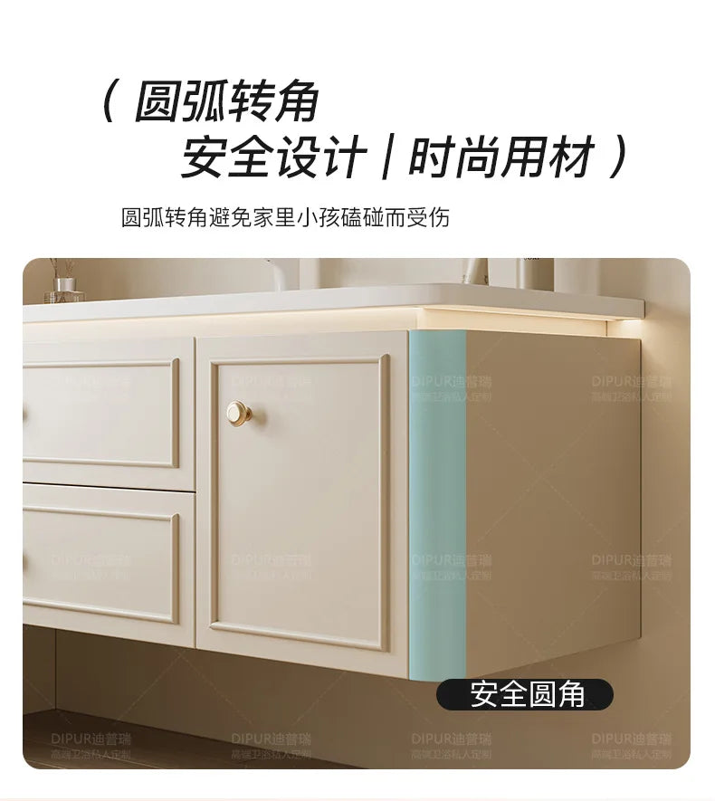 Modern Bathroom Cabinet Corian Integrated Ceramic Basin Oak Painted Cabinet French Premium Toilet Hand Wash Basin Combination