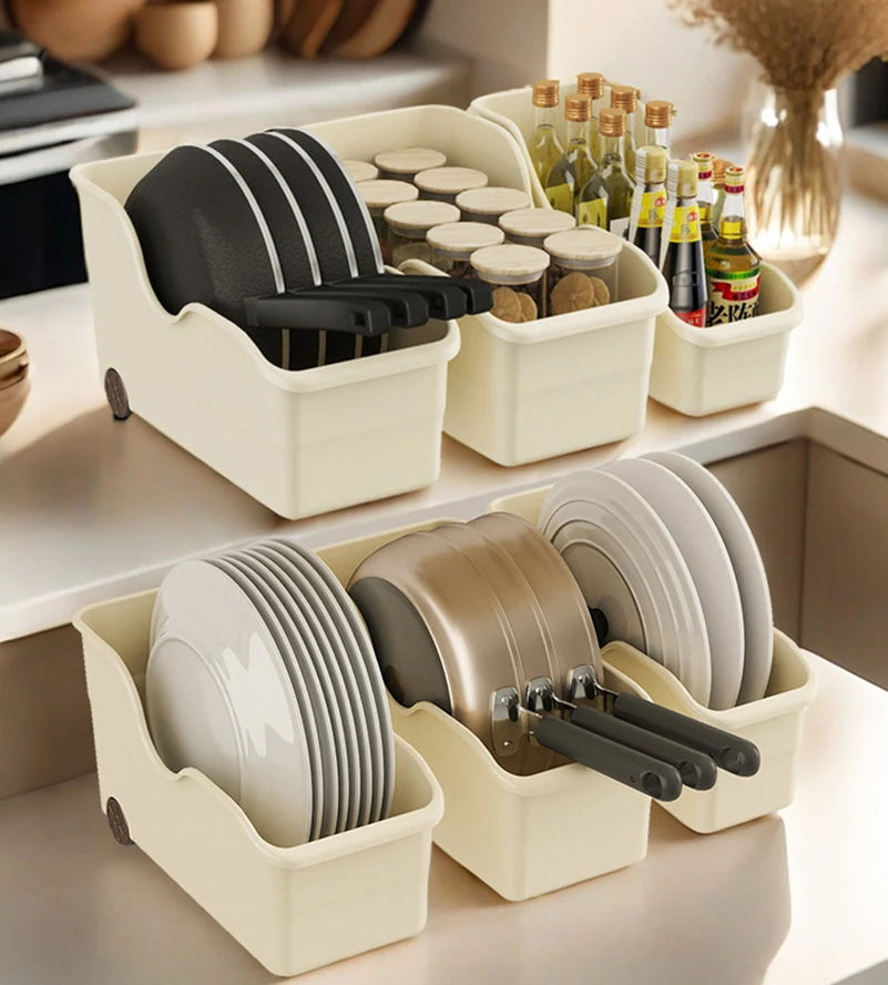 Cabinet Organizer With Pulley Seam Sundry Kitchen Organizer Household Office Large Capacity Multifunctional Cabinet Storage Boxe