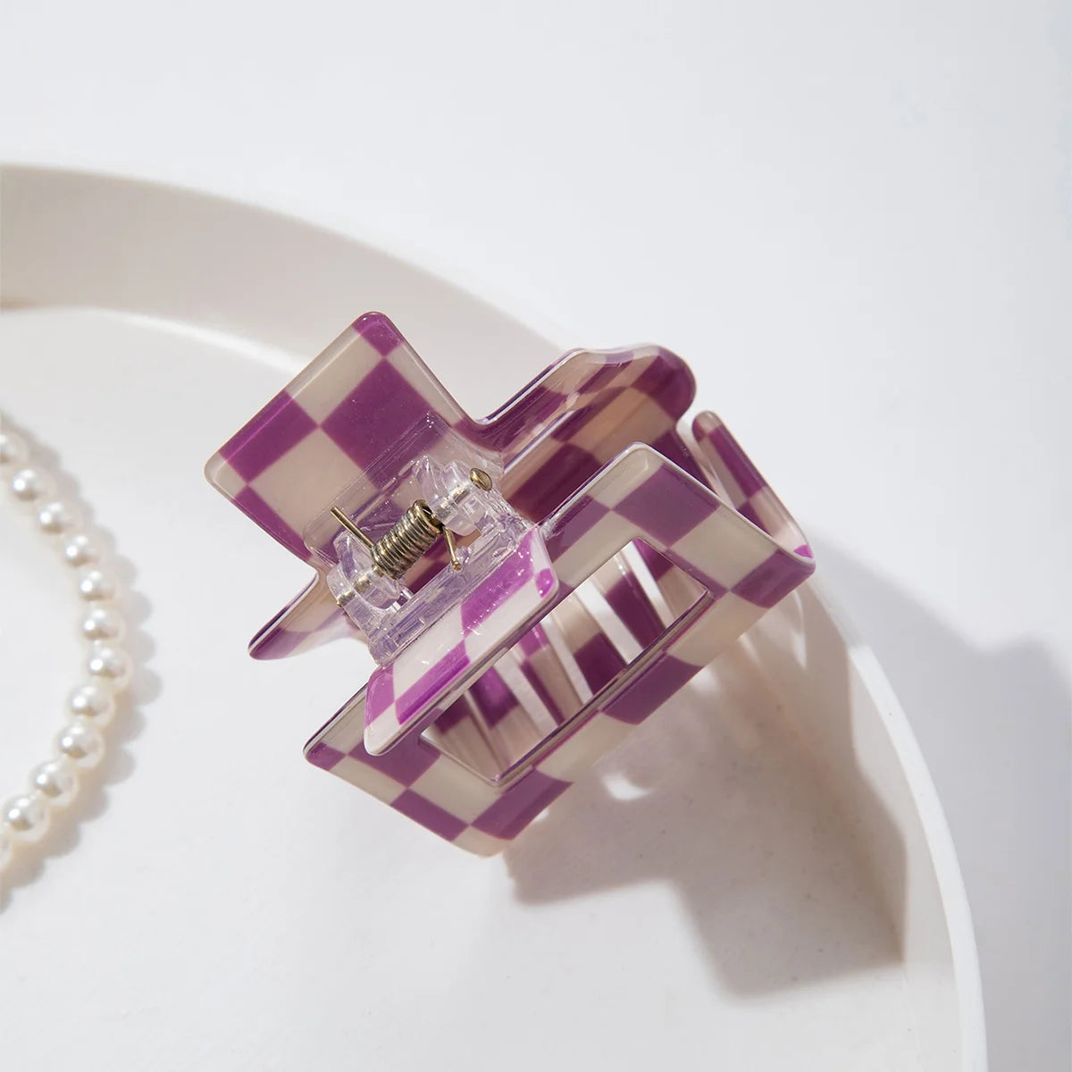 2inch Colorful Checkered Rectangle Hair Claw Clips For Women Girls Fashion Hair Clips For Styling Claw Clamps Hair Accessories