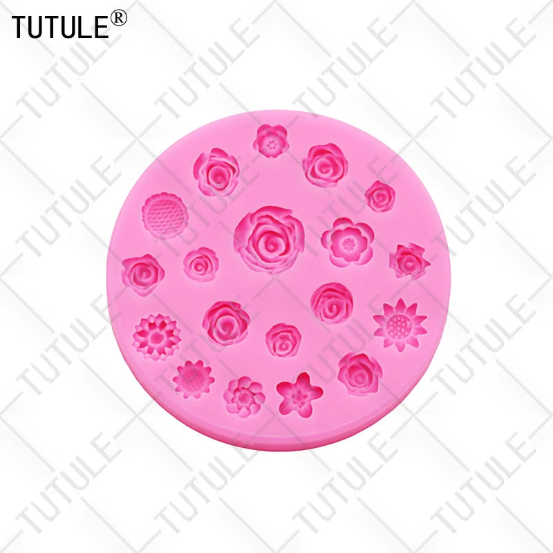 Flowers Silicone Mold Flower Resin Phone Case Head Rope Hair Card Jewelry Accessories Mold Flower Chocolate Cake Silicone Mold