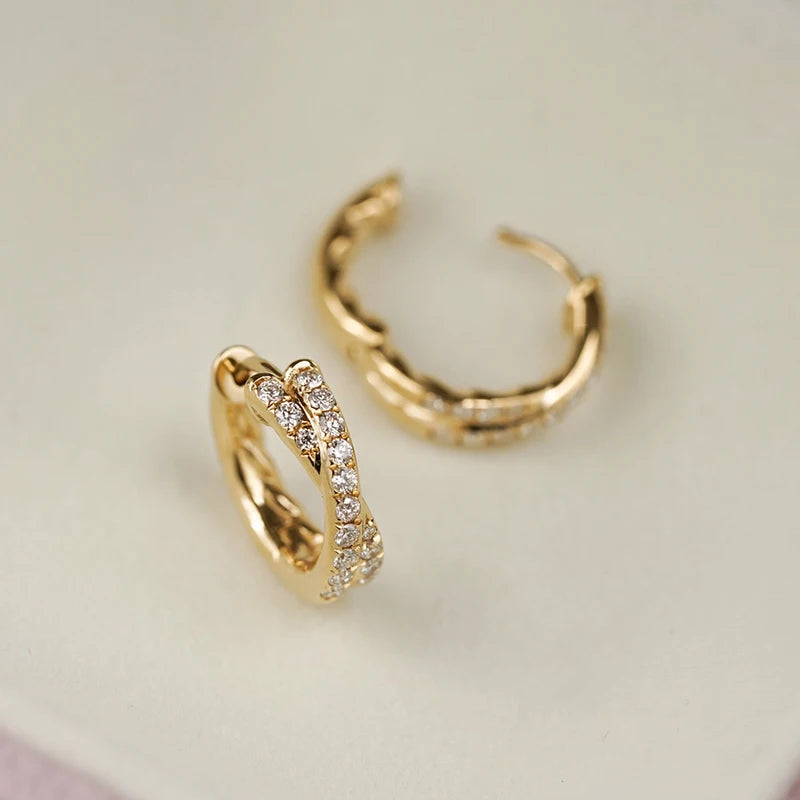 INZATT Real 925 Sterling Silver Zircon Cross 18K Gold Hoop Earrings for Women OL Geometric Fine Jewelry Minimalist Accessories