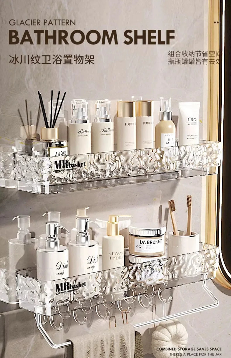 Bathroom Shelf No Drill Wall Mounted Toilet Organizer for Home Bathroom Storage