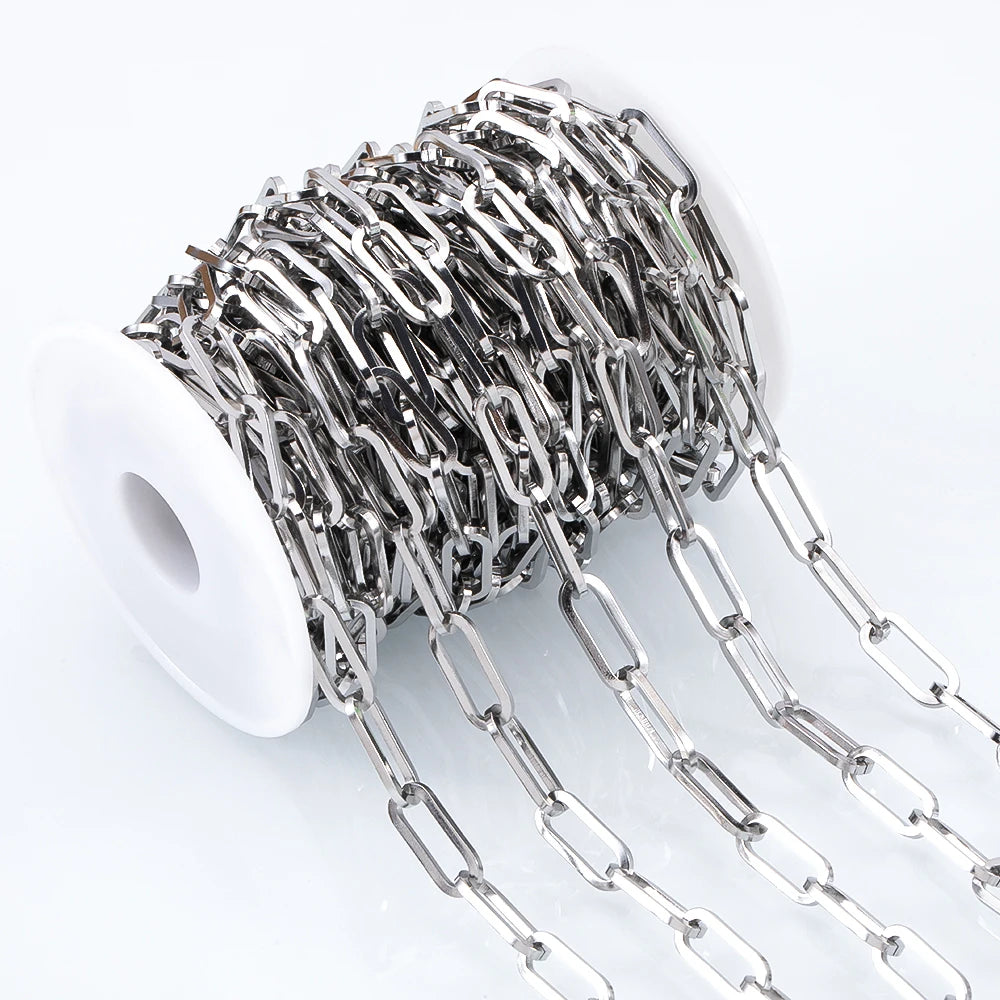 1meter Flat Geometric Heart Round Square Design Necklaces Chain Stainless Steel Link Chains DIY Bracelets Jewelry Making Chains