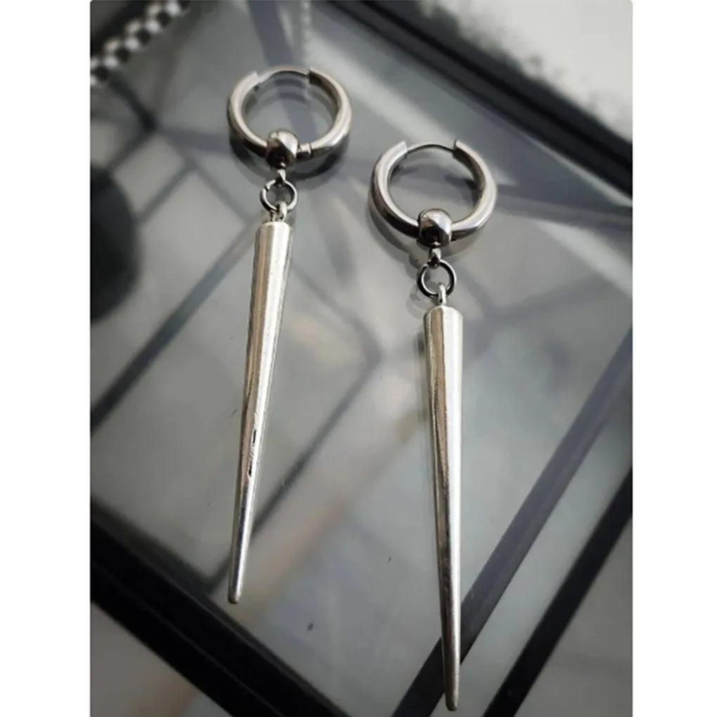 spike huggie hoop earrings, large spike, gothic earrings, punk, emo, alternative, women's earrings, mens jewelry