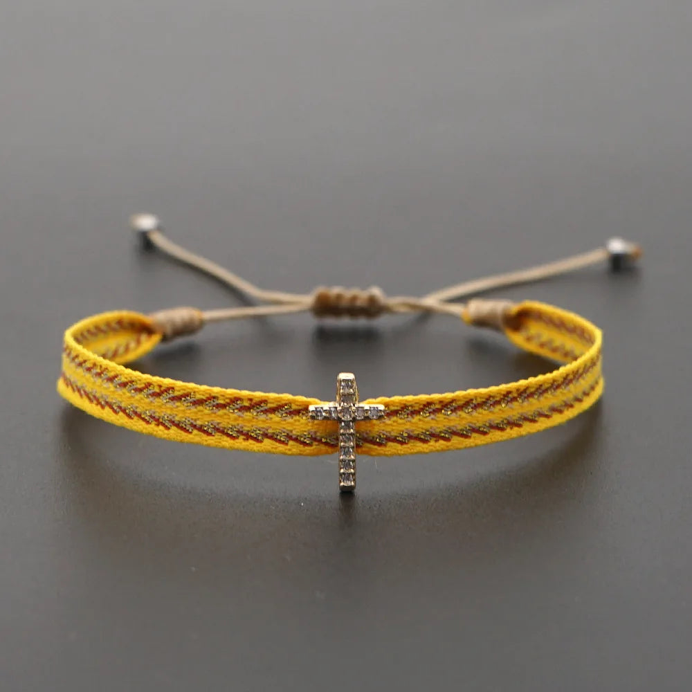 KKBEAD Handmade Braided Bracelet Rhinestones Letter Charm Bracelets for Women Evil Eye Pulseras Jewelry Gift for Friends