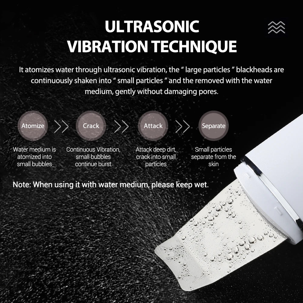 Ultrasonic Skin Scrubber Peeling Shovel Acne Blackhead Remover High-frequency Vibration Pore Deep Cleansing Facial Lifting Tools