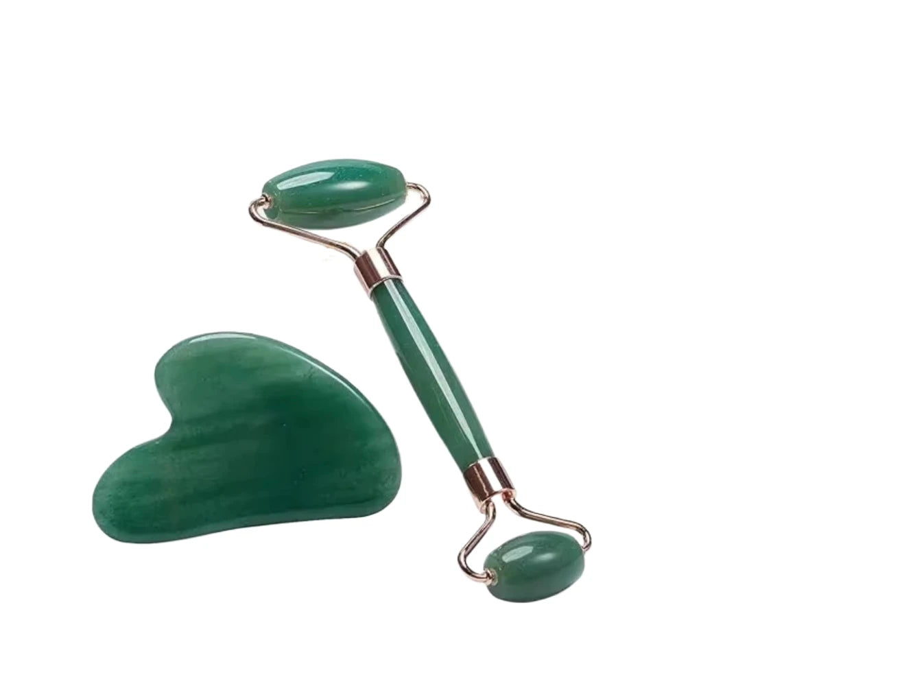 Green Natural Jade Roller Gua Sha Set Facial Body Massager Roller Face Lifting Beauty Massage Tools Rose Glass Quartz Massager