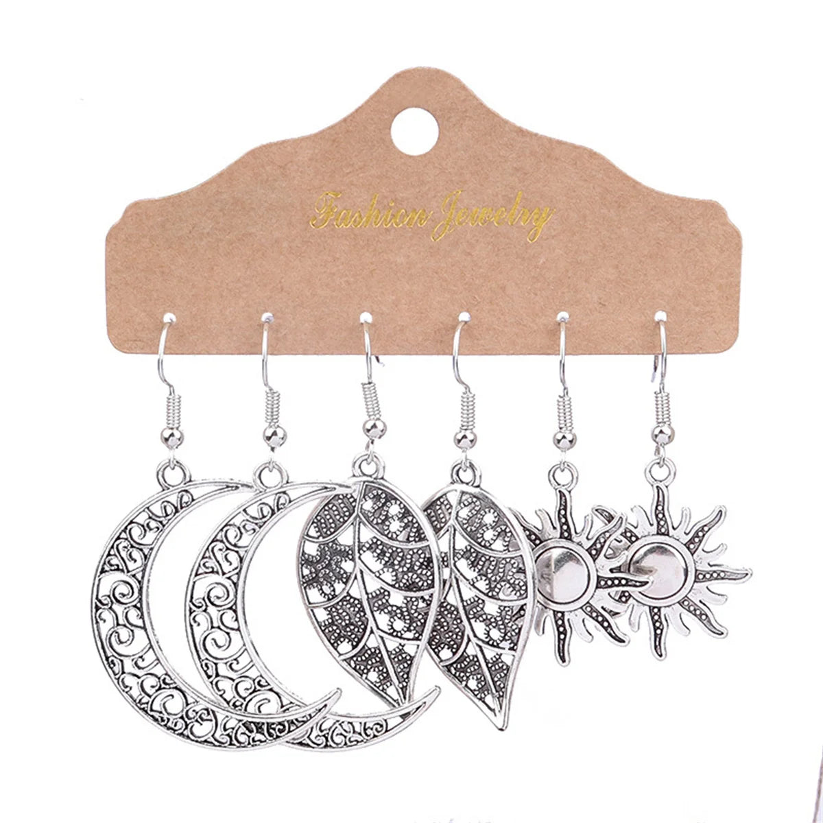 Boho Ethnic Vintage Geometric Earrings Set For Women Fashion Hollow Metal Waterdrop Round Leaf Tassel Drop Earring Party Jewelry