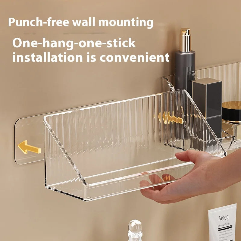 Mirror cabinet storage box bathroom cabinet wall mounted transparent slanted shelf cosmetics lipstick jewelry sorting box