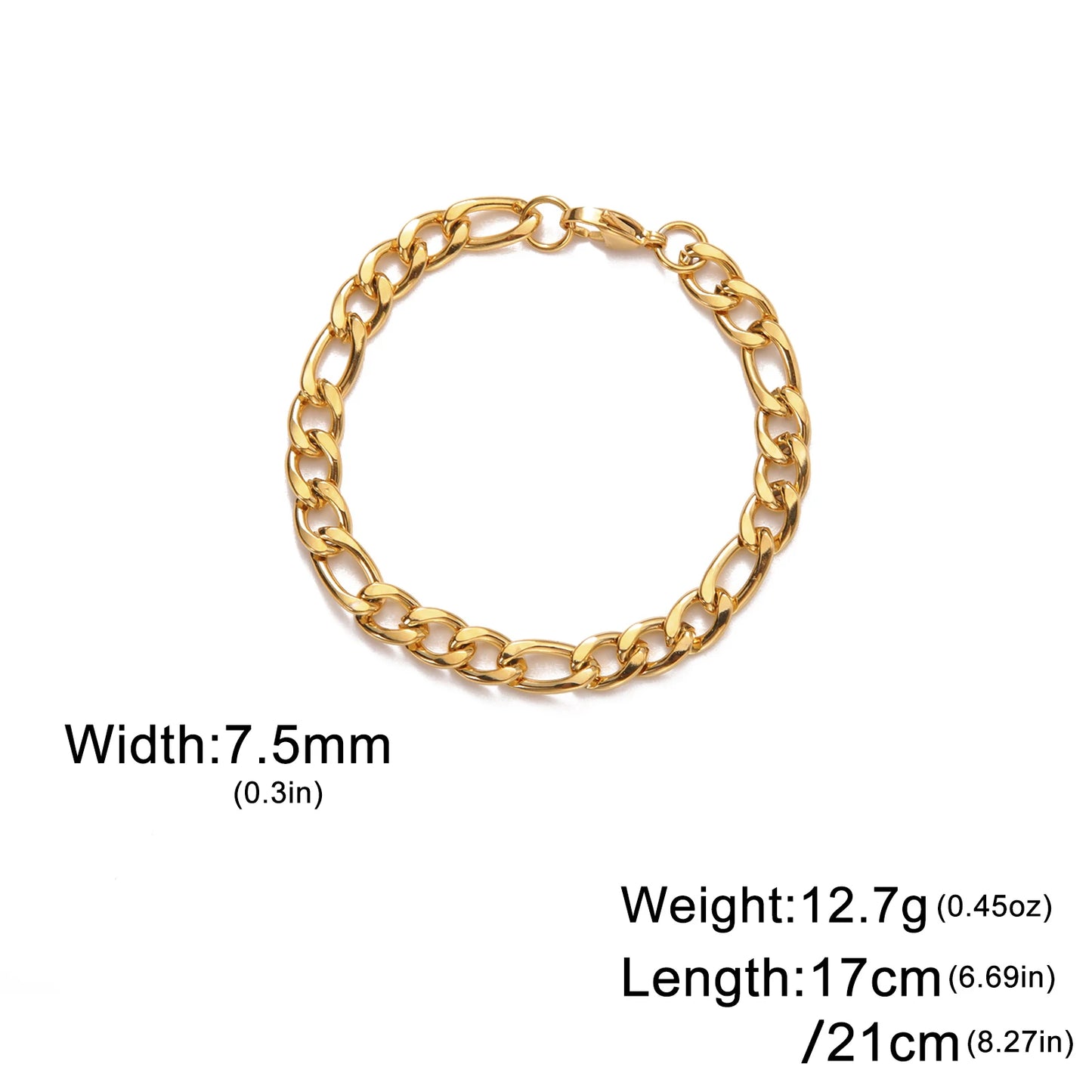Lucktune Figaro Chain Bracelet for Men Women Stainless Steel Width 3-10 MM Bracelets Punk Jewelry Couple Gift Pulsera Hombre New