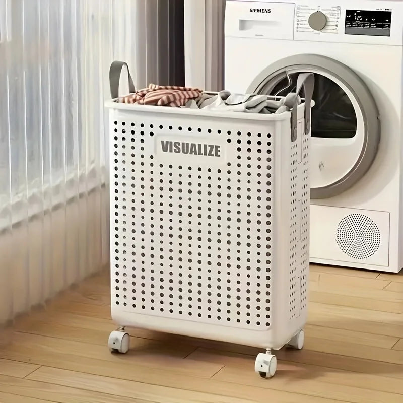 Extra Large Wheeled Folding Laundry Basket Breathable Large Capacity with Handles Suitable For Families Hotels and Dormitories