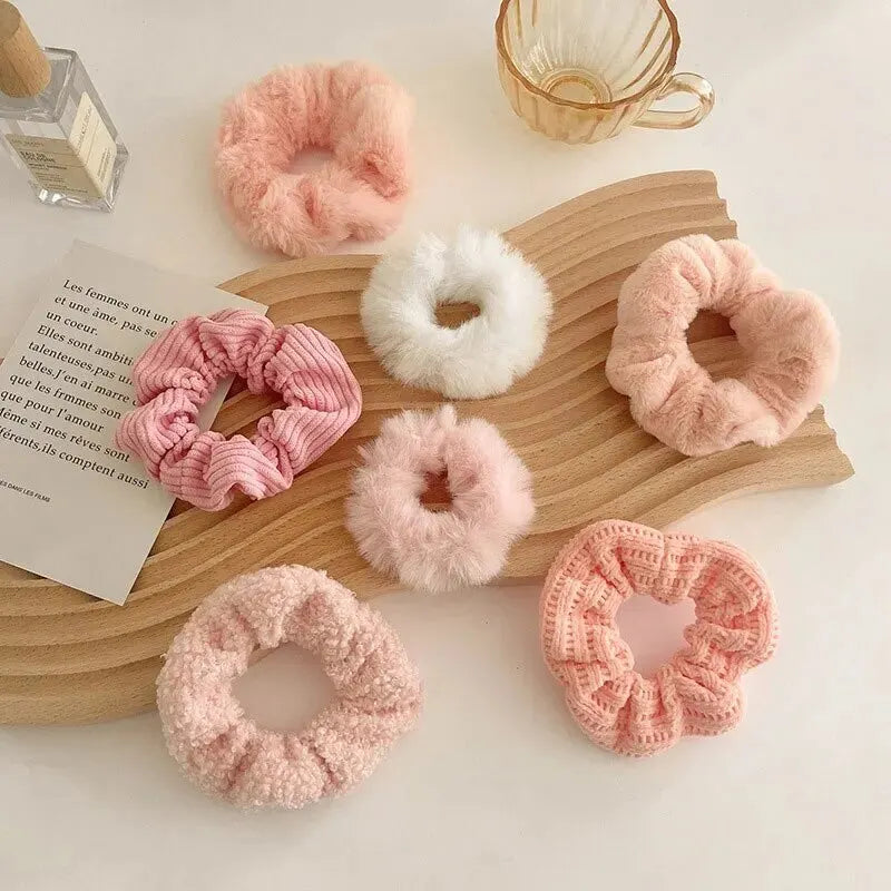 7/21 Pcs/Set Women Hair Scrunchies Set Plush Solid Hair Band for Girls Ponytail Holder Rubber Bands Hair Ties Hair Accessories