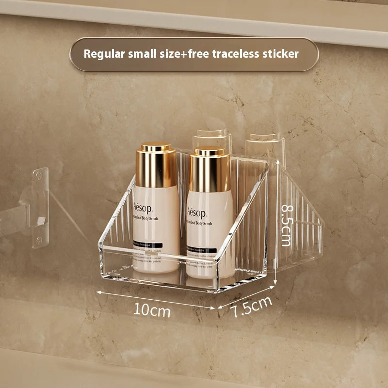 Mirror cabinet storage box bathroom cabinet wall mounted transparent slanted shelf cosmetics lipstick jewelry sorting box