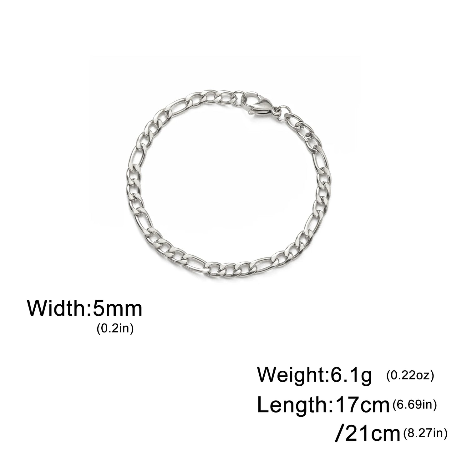 Lucktune Figaro Chain Bracelet for Men Women Stainless Steel Width 3-10 MM Bracelets Punk Jewelry Couple Gift Pulsera Hombre New