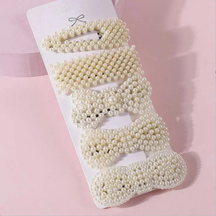 5Pcs Simulated Pearl Hair Clips For Women Korean Women Hairpins Girl Geometric Hair Barrettes Fashion Hairgrip Hair Accessories