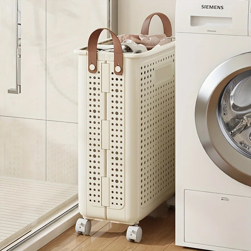 Extra Large Wheeled Folding Laundry Basket Breathable Large Capacity with Handles Suitable For Families Hotels and Dormitories