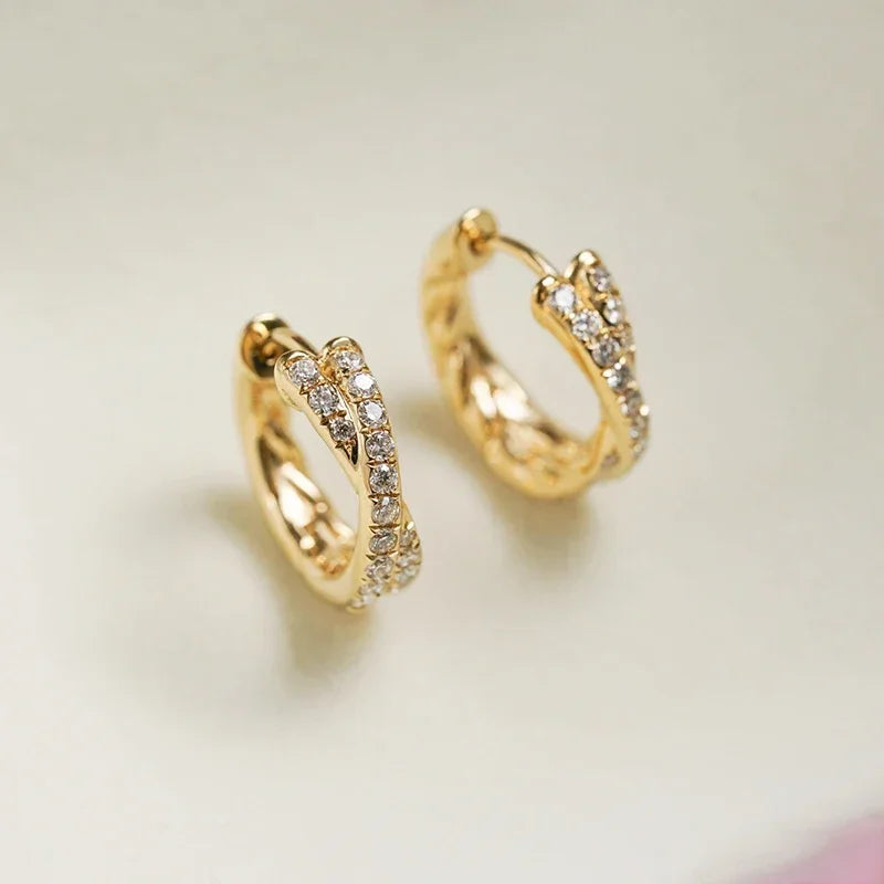 INZATT Real 925 Sterling Silver Zircon Cross 18K Gold Hoop Earrings for Women OL Geometric Fine Jewelry Minimalist Accessories