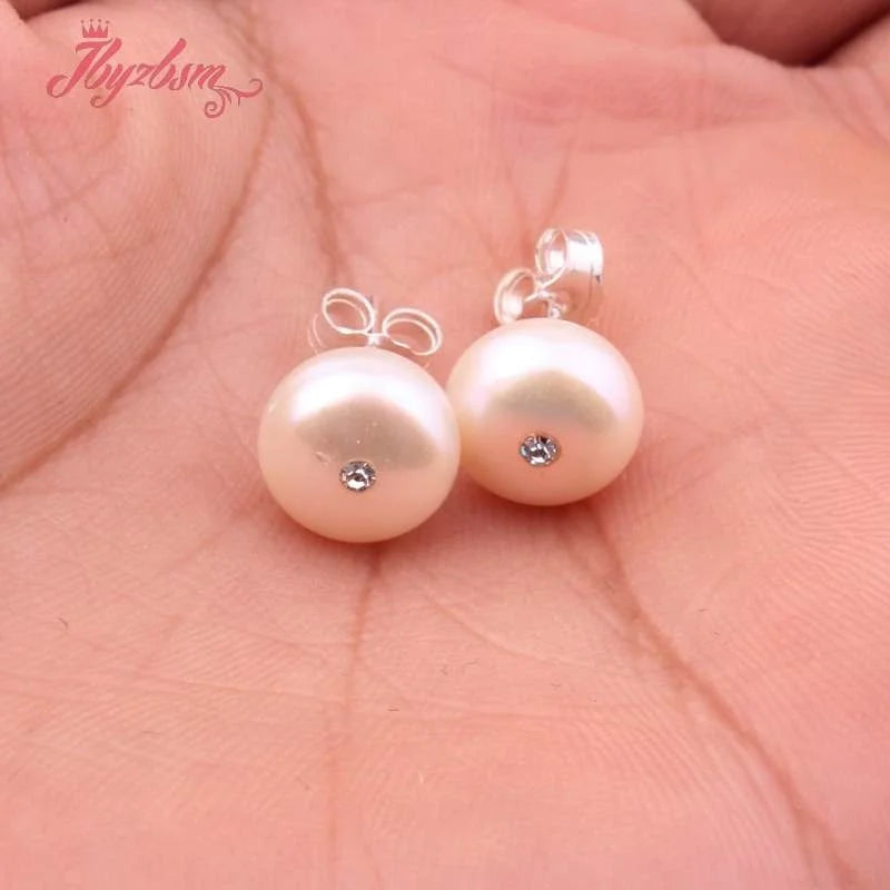 9mm Round Pink Purple White Natural Freshwater Pearl Elegant Minimalist Stud Earrings 1 Pair Party Anniversary Jewelry Gift