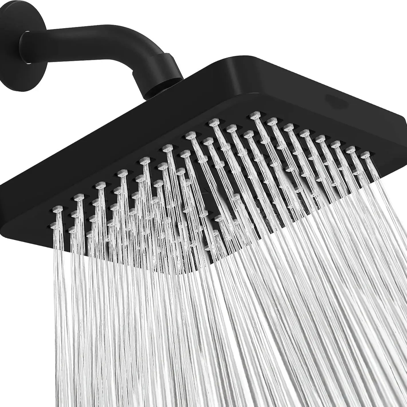New 6 inches High Pressure Rain Shower Head with Arm 1min Installation Polished Chrome Rainfall Showerhead Anti-Clogging Nozzles