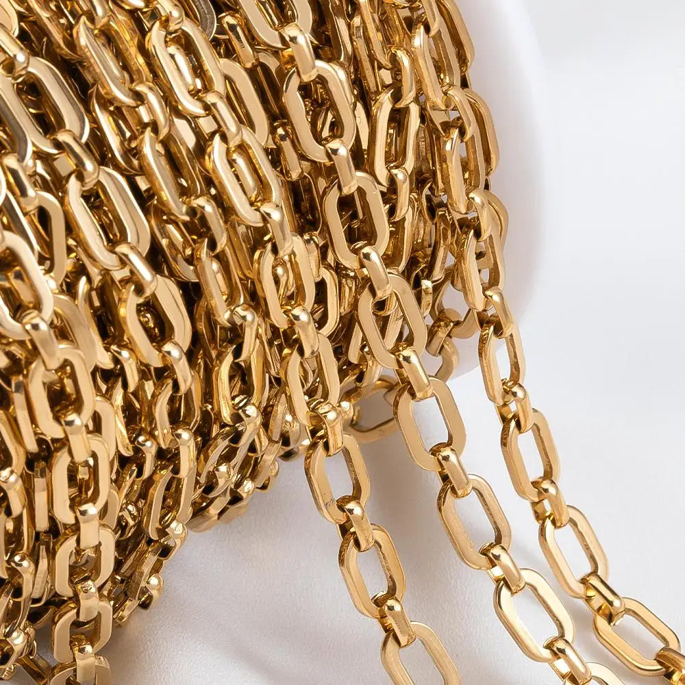 1meter Flat Geometric Heart Round Square Design Necklaces Chain Stainless Steel Link Chains DIY Bracelets Jewelry Making Chains