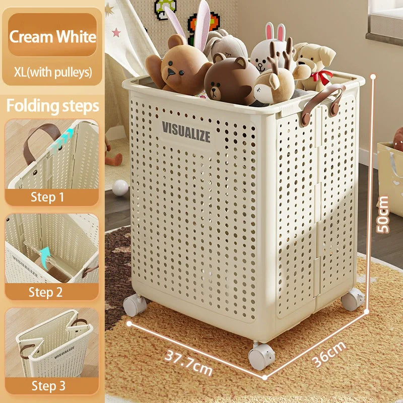 Extra Large Wheeled Folding Laundry Basket Breathable Large Capacity with Handles Suitable For Families Hotels and Dormitories