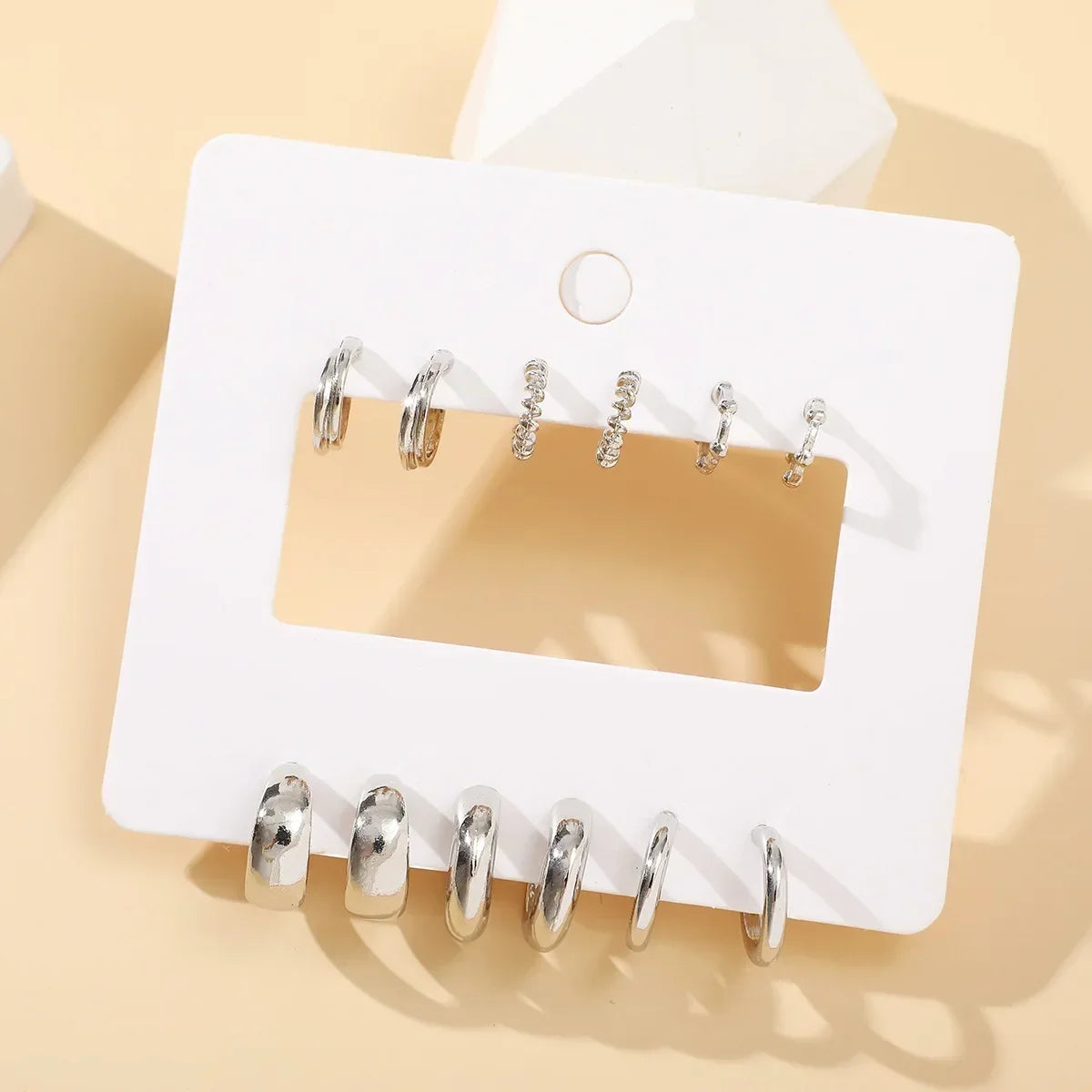 6Pcs/set copper metal Minimalist Huggie Hoop Earrings for Women Simple Metal Circle Small Earrings Punk Unisex Rock Jewelry