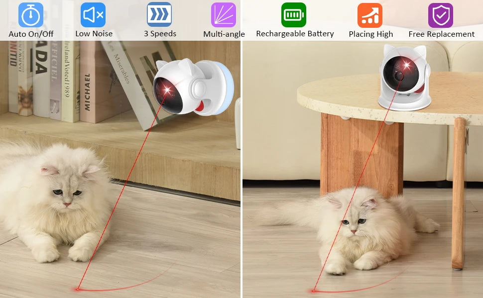 Automatic Cat Laser Toys Interactive Rechargeable Laser Cat Toys for Indoor Cats/Dog/Kitty Slow and Fast Mode