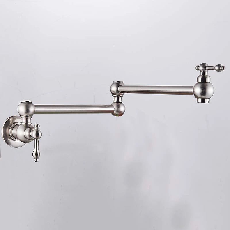 Senlesen Brushed Gold Foldable Kitchen Faucet Wall Mounted Single Cold Water Faucet Brass Rotate Folding Spout Pot Filler Tap
