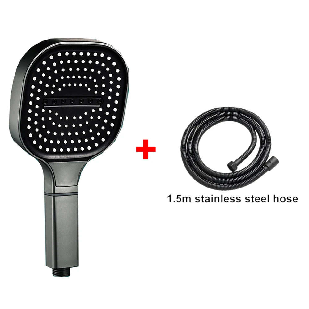 13CM Big Panel High Pressure Shower Head with Filter 3 Modes Large Flow Spray Rainfall Nozzle Square Bathroom ShowerHead
