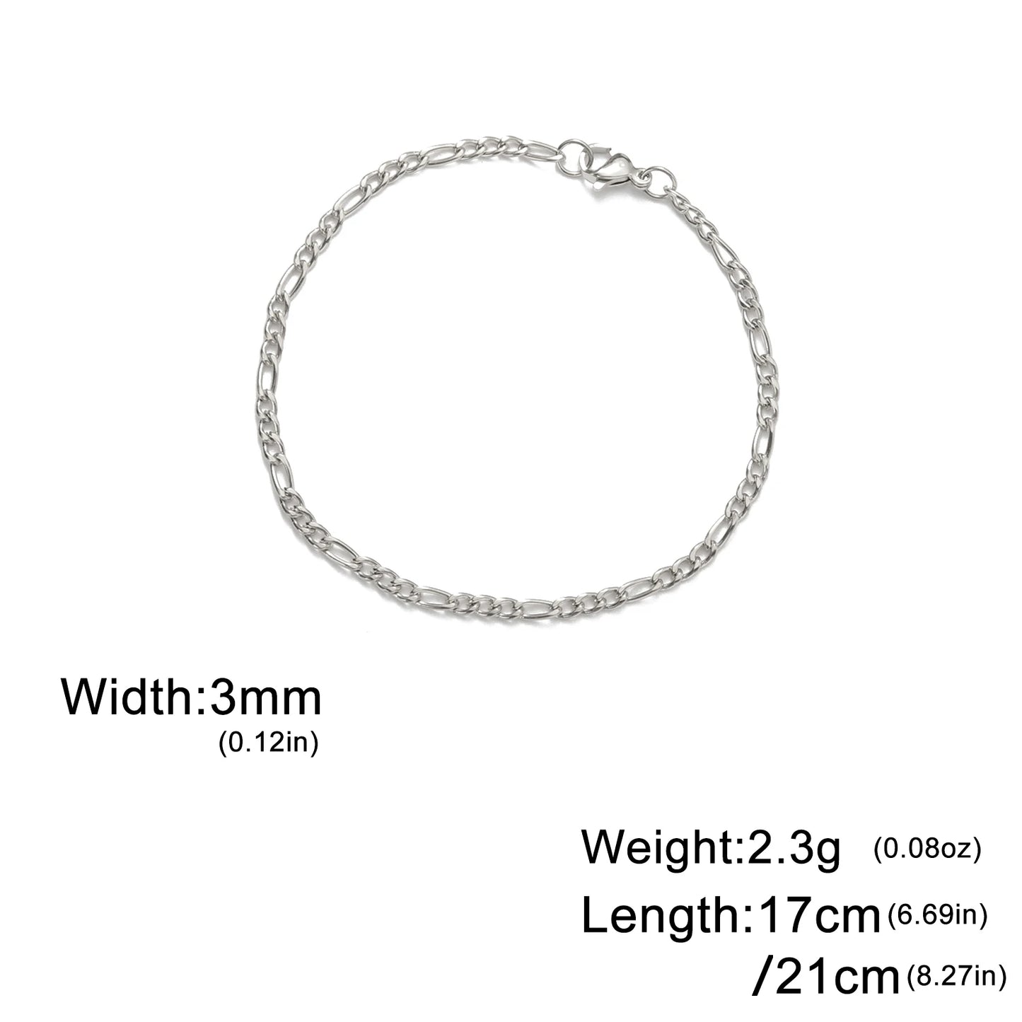 Lucktune Figaro Chain Bracelet for Men Women Stainless Steel Width 3-10 MM Bracelets Punk Jewelry Couple Gift Pulsera Hombre New