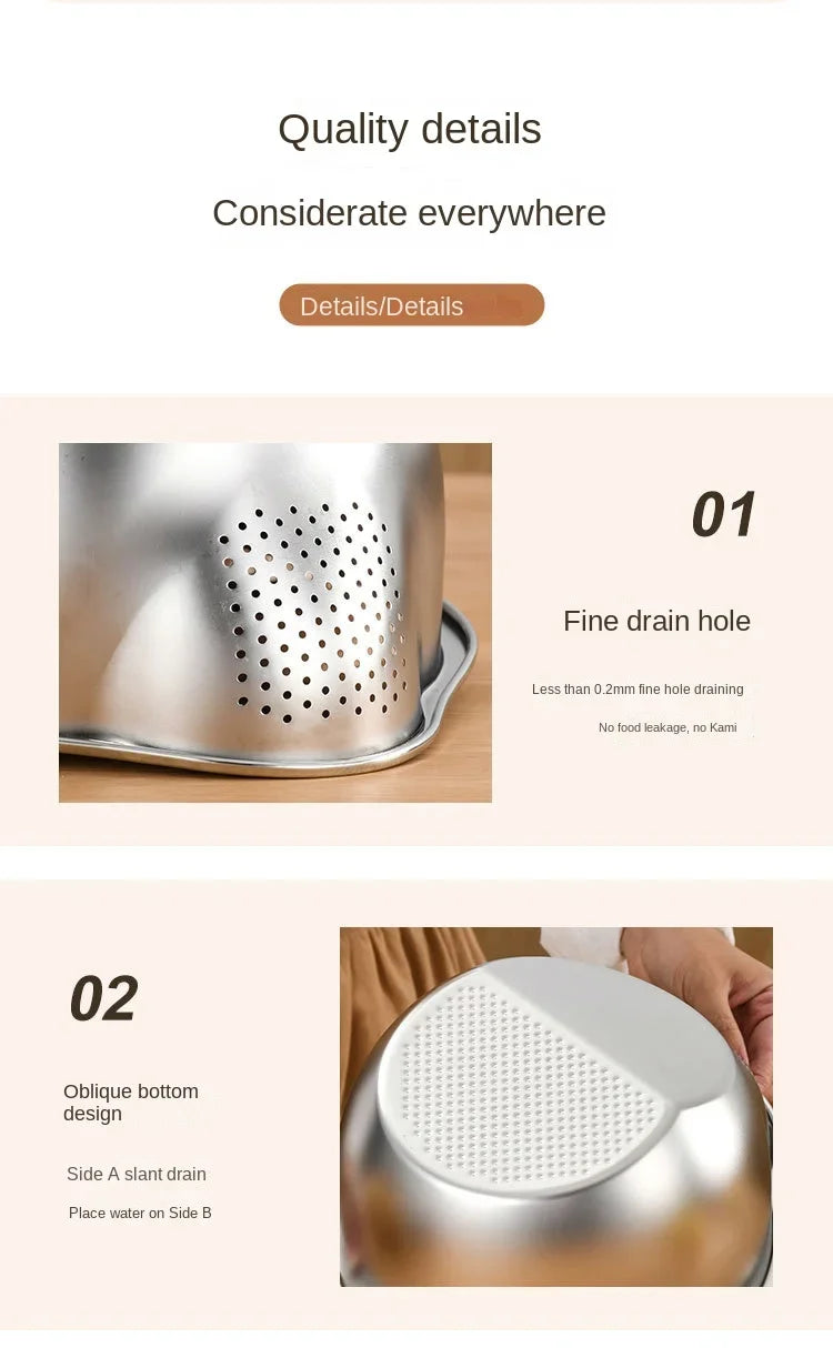 Rice Washer Strainer Bowl Stainless Steel 304 Rice Washing Bowl Rice Sieve Colander Fruit And Vegetable Strainer Kitchen Tools